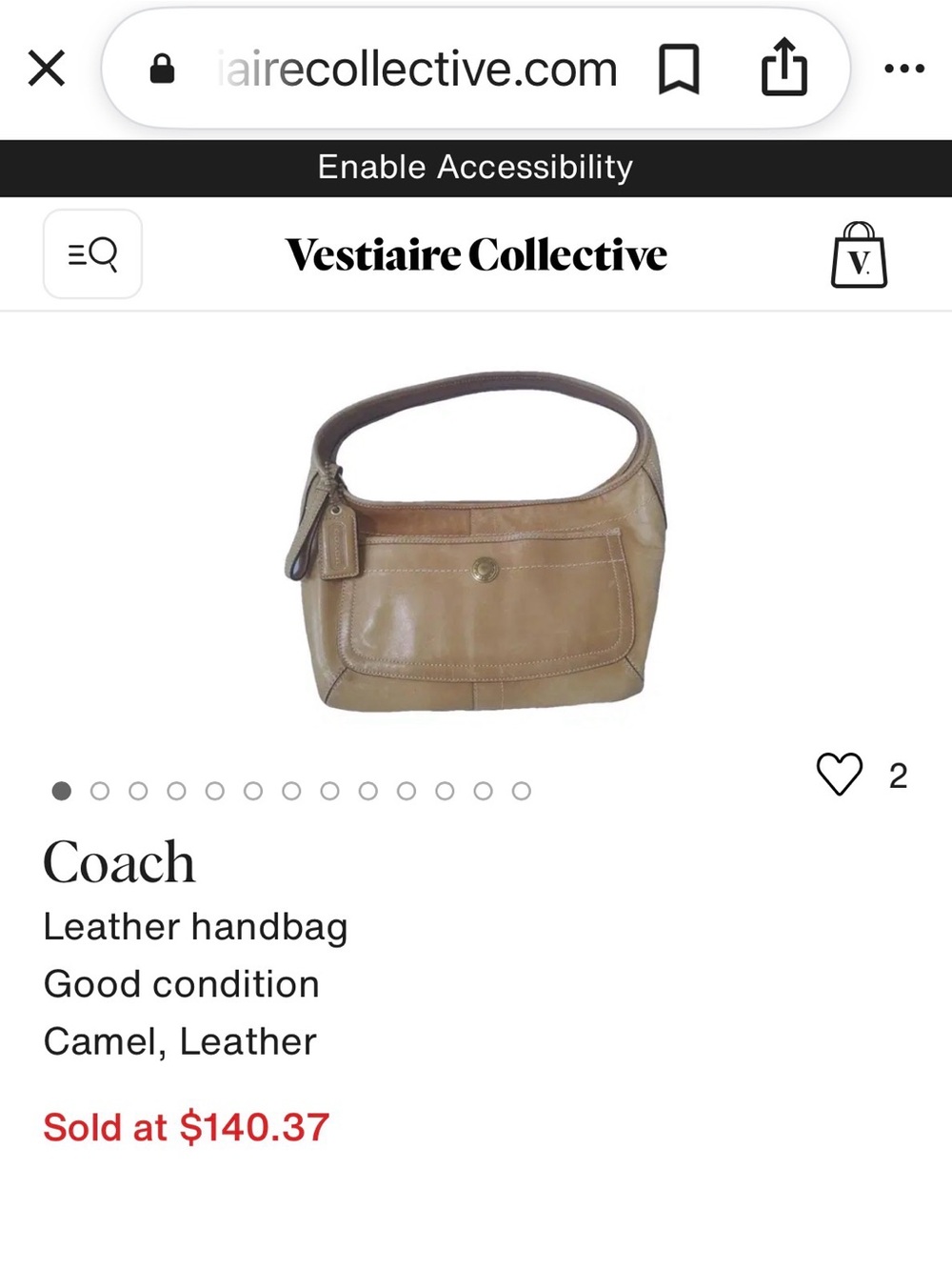 Coach Ergo Hobo Bag (Style #10740) in a camel/tan leather finish around 2007 - Picture 6 of 7